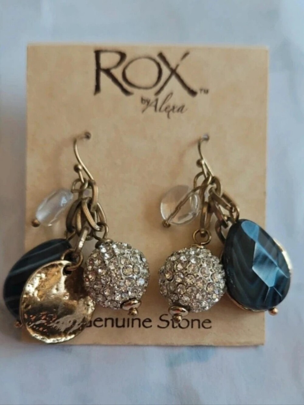 Rox by Alexa Gold Tone Dangle Earrings Boho 100% Authentic